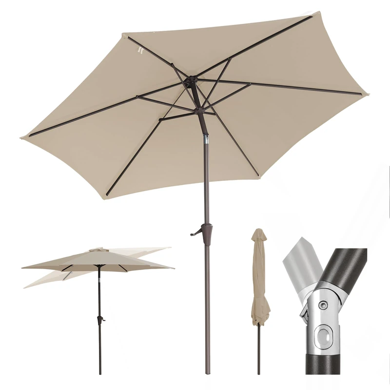 Sekey Parasol 270 cm with UV50+ Protection, Water-Repellent Garden Umbrella with Crank Operation - Ideal for Garden, Balcony & Patio