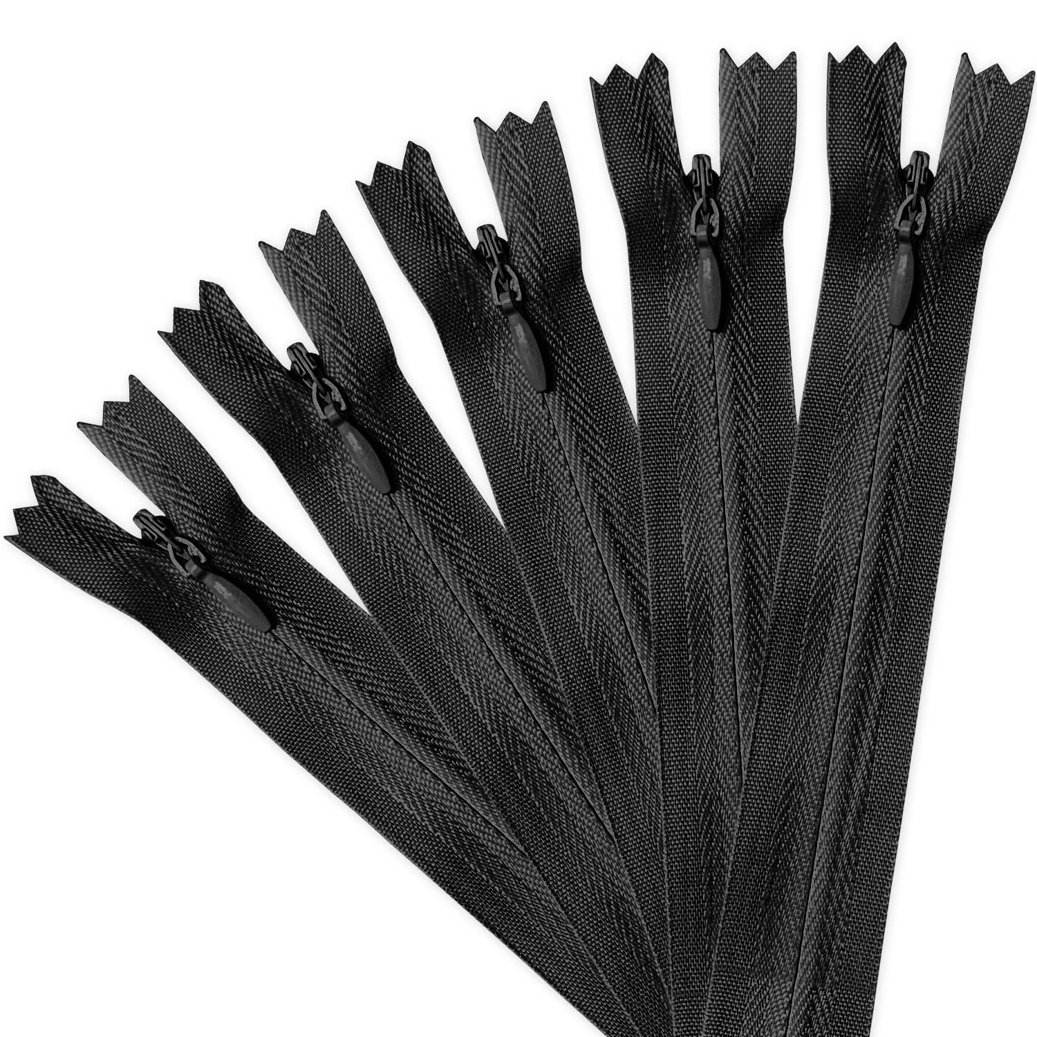 5 Pcs Zips for Sewing | Invisible Zips | Black Zip | Zippers for Sewing | 40cm Nylon Zipper | Sewing Accessories for Zip Repair Kit | Zips for Cushions Bags Clothes Pants