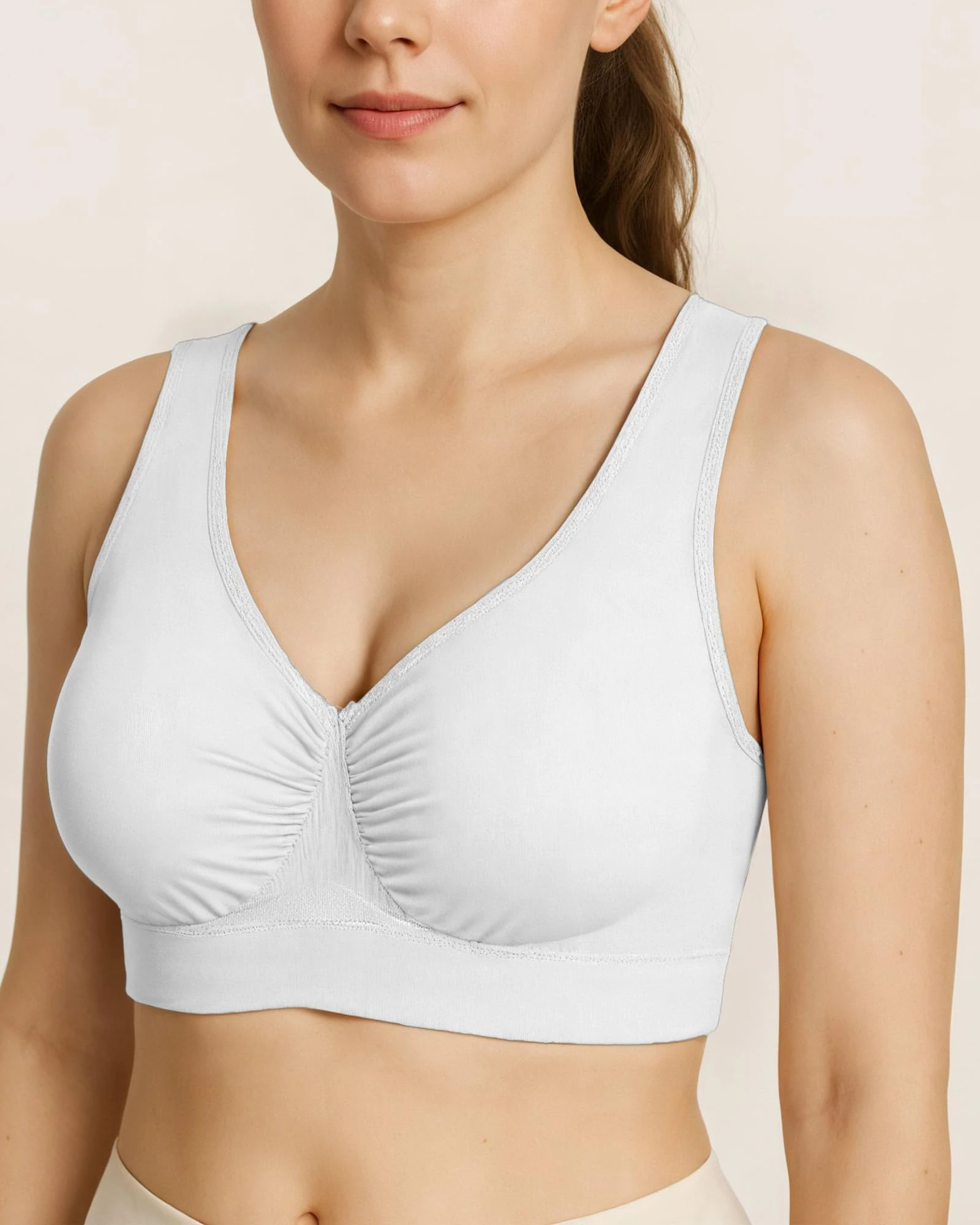 Sports Bras for Women Solid Seamless Comfortable Workout Yoga Bra, White, X-Large