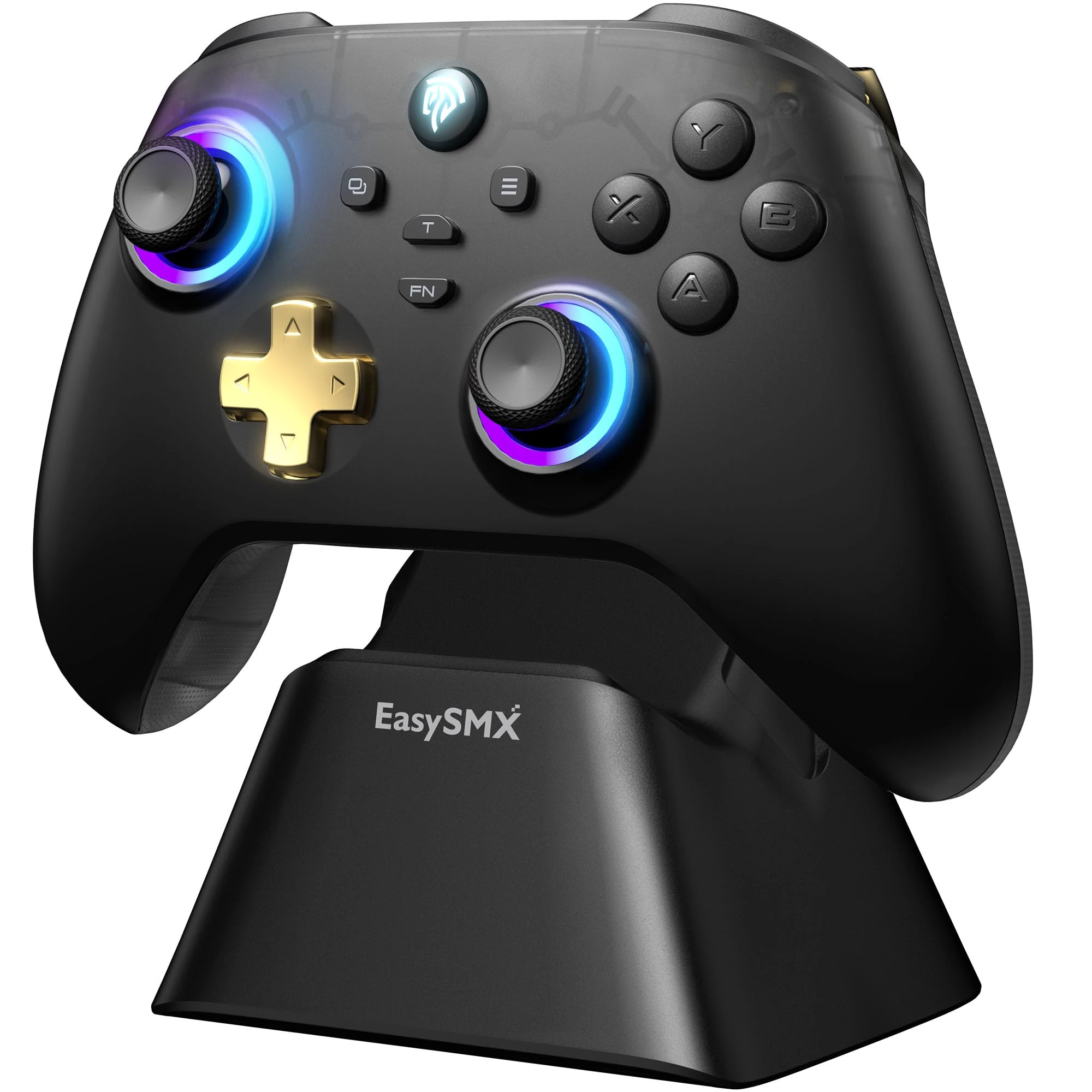 EasySMX PC Controller, Enhanced Wireless Bluetooth Pro Game Controller with Charging Dock/RGB Backlit/Hall Sensor,No Stick Drift No Dead Zone, Windows PC, Android, Steam, Switch, iOS