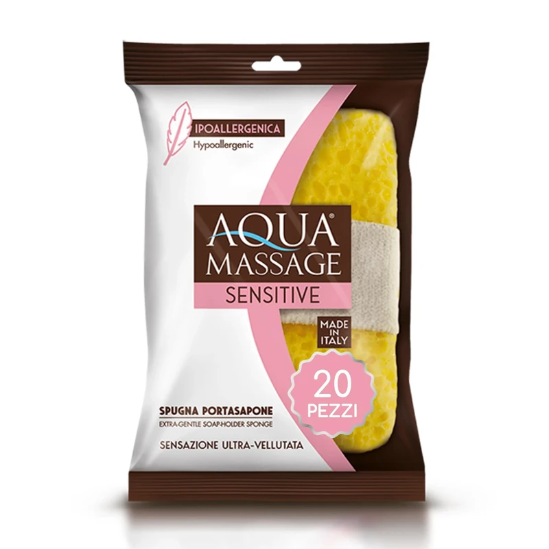 ARIX | 20 x Aqua Massage Sensitive Hypoallergenic Soap Dish Sponges, Ideal for Bathing and Showering, Sponge for Sesible Skin - 20 Pieces