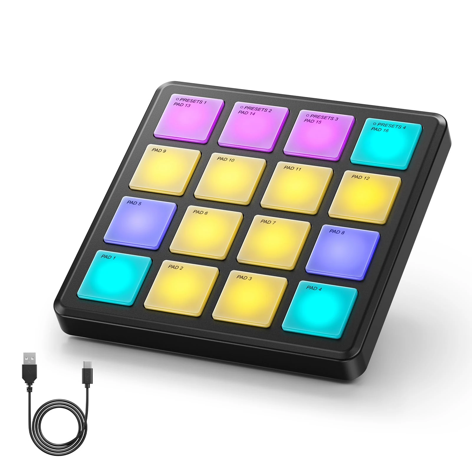 Donner MIDI Controller Pad Beat Maker Machine, Portable Drum Machine with 16 Beat Pads,Note Repeat and Music Production Software, Mini USB MIDI Controller with 40 Courses, STARRYPAD MINI