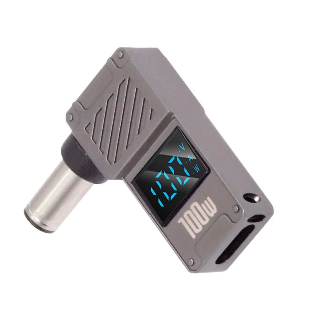 NFHK USB C to DC Adapter,USB C Female to DC 6.0x1.4mm Barrel Jack Plug PD 100W Laptop Fast Charging Adapter with Wattage Display