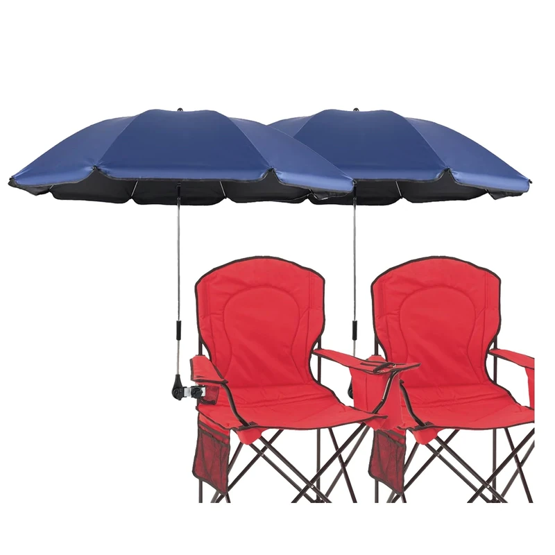 STARRY CITY Beach Chair Umbrella with Universal Clamp,Sunshade Clip on Parasols for Patio,Wheelchairs,Golf Carts (D-Blue 2 pack) Excluding chairs