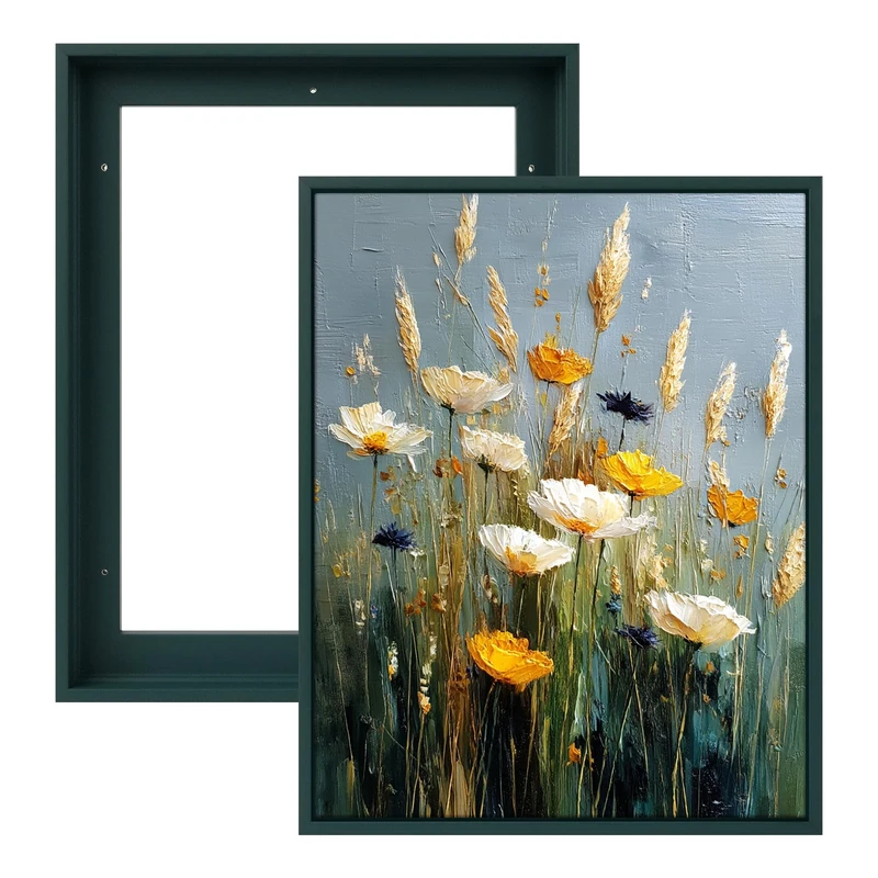 FOLKOR 16x20 Frame for Stretched Canvas Art, 2 Pack Complete Canvas Floater Frames with 0.9" Deep for Handmade Paintings Shabby Chic Prints Artwork, Aesthetic Home Accents Kitchen Decor (Dark Green)