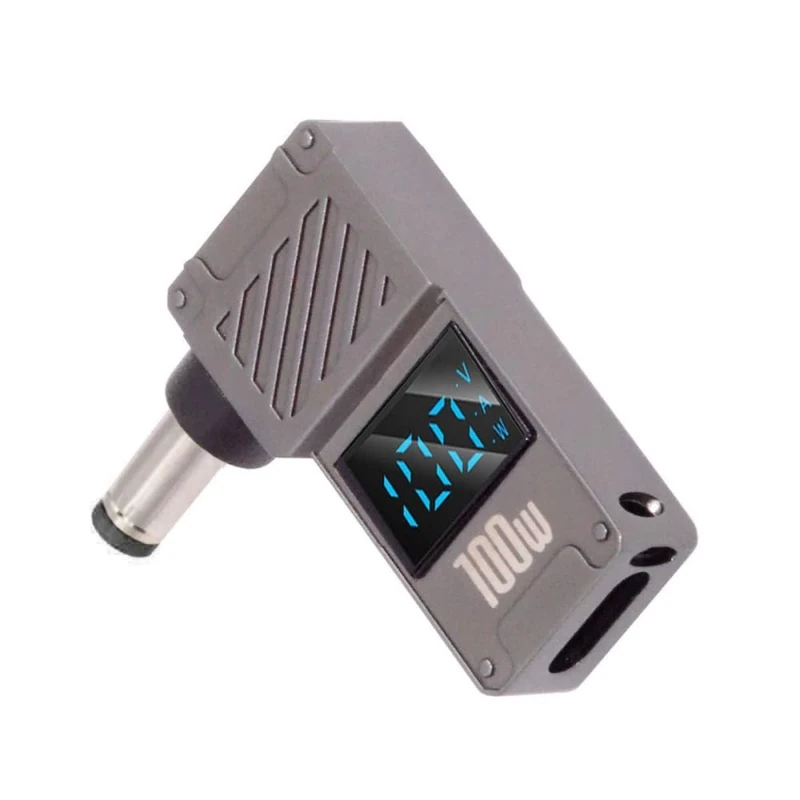 NFHK USB C to DC Adapter,USB C Female to DC 5.5x2.1mm Barrel Jack Plug PD 100W Laptop Fast Charging Adapter with Wattage Display