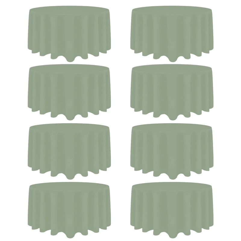 Heneger 8 Packs 90 Inch Sage Green Round Tablecloth