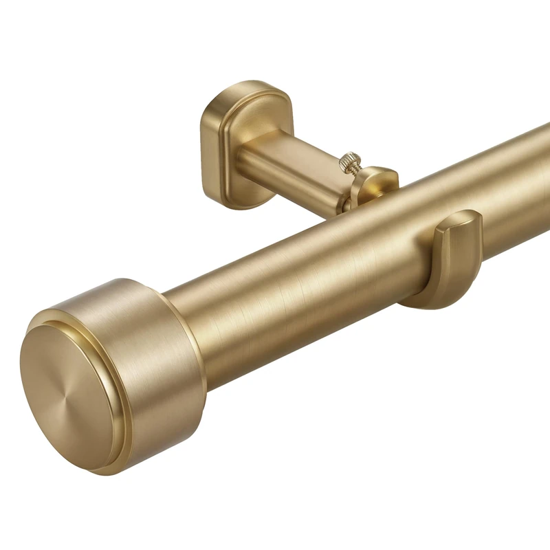 Lwiiom Heavy Duty Curtain Rods,1 1/4" Large Diameter Premium Nonadjustable Curtain Rod,72in/6ft Custom Window Treatment Rods with Durable Aluminum Brackets and End Caps,Gold Finish