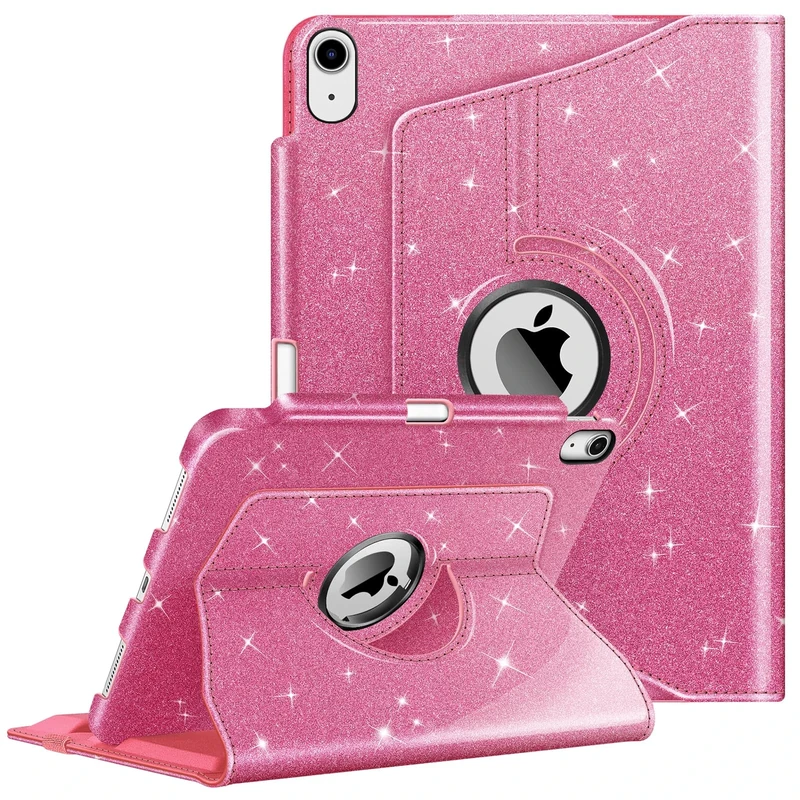 Fintie Rotating Case for iPad Air 11-inch M3 (2025) / M2 (2024), iPad Air 5th (2022) / 4th Generation (2020) 10.9 Inch - 360 Degree Rotating Protective Stand Cover w/Pencil Holder, Glittering Pink