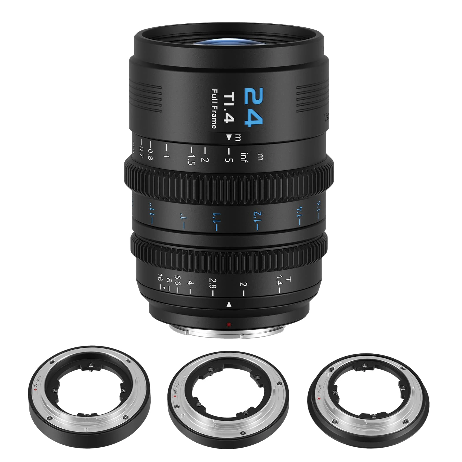SIRUI VP-1 Vision Prime 1 T1.4 Full Frame Cine Lens, 24mm Manual Focus Cinema Lens with Pre-Installed E Mount, Interchangeable RF/Z/L Mounts, 1 Lens for 4 Mounts (Black, E/RF/Z/L Mounts)