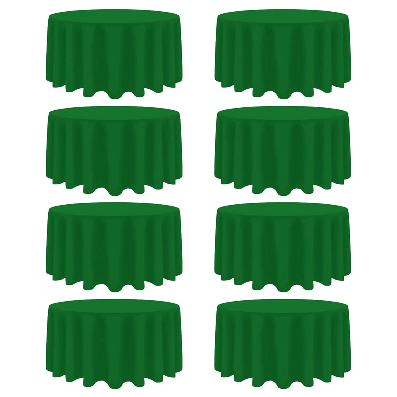 Heneger 8 Packs 120 Inch Green Round Tablecloth