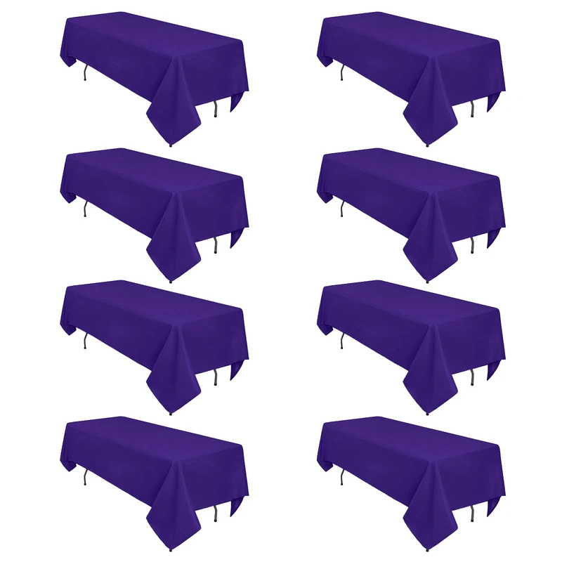 8 Pack Purple Tablecloth 60 x 126 Inch Rectangular Tablecloths for 8 Foot Rectangle Tables, Wrinkle Resistant Purple Table Cloth Washable Polyester Fabric Table Covers for Buffet Wedding Party Banquet