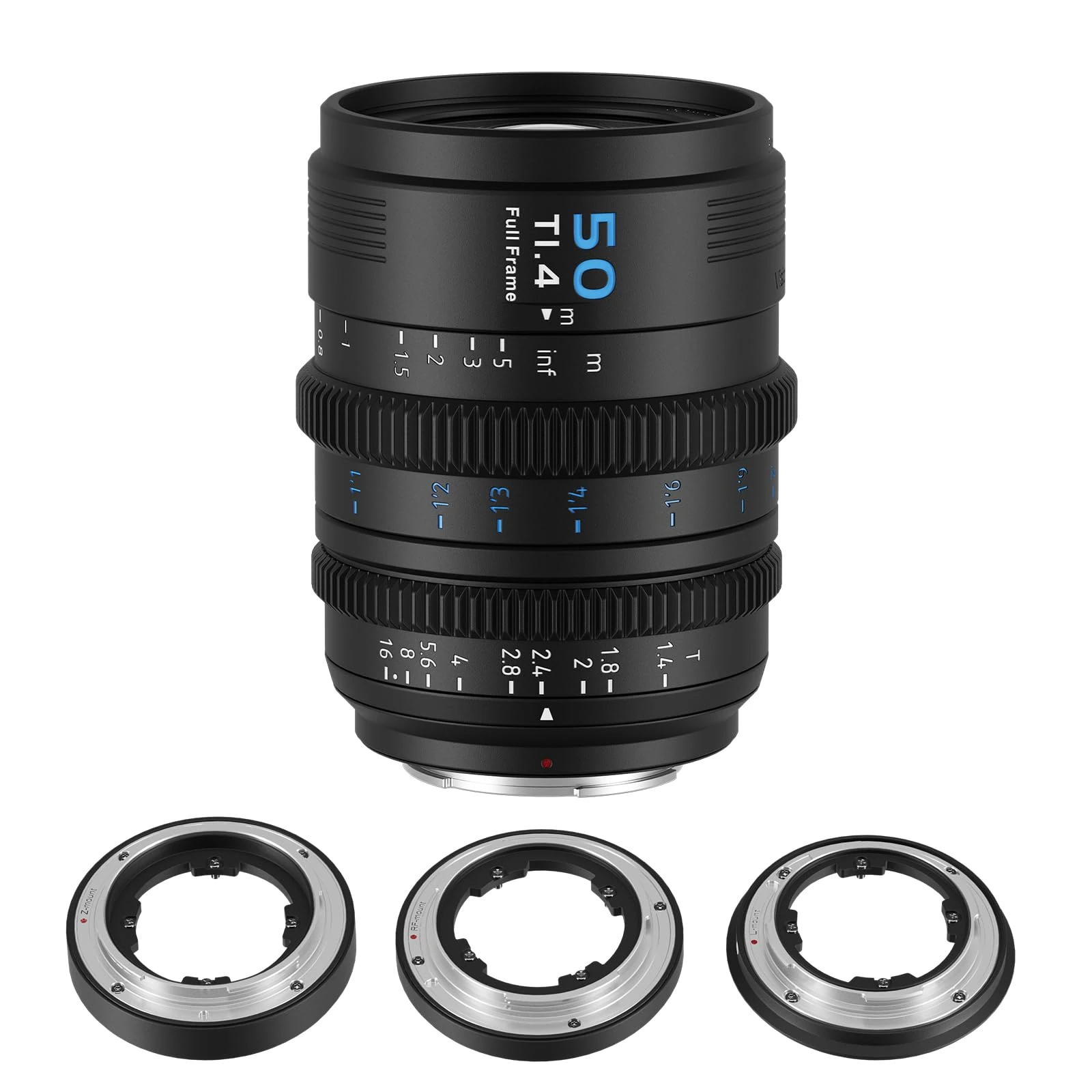 SIRUI VP-1 Vision Prime 1 T1.4 Full Frame Cine Lens, 50mm Manual Focus Cinema Lens with Pre-Installed E Mount, Interchangeable RF/Z/L Mounts, 1 Lens for 4 Mounts (Black, E/RF/Z/L Mounts)