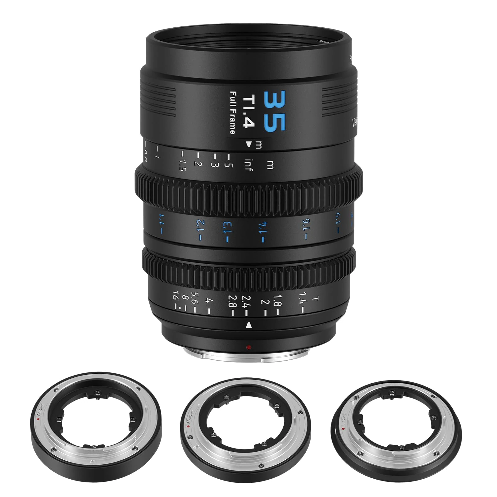 SIRUI VP-1 Vision Prime 1 T1.4 Full Frame Cine Lens, 35mm Manual Focus Cinema Lens with Pre-Installed E Mount, Interchangeable RF/Z/L Mounts, 1 Lens for 4 Mounts (Black, E/RF/Z/L Mounts)