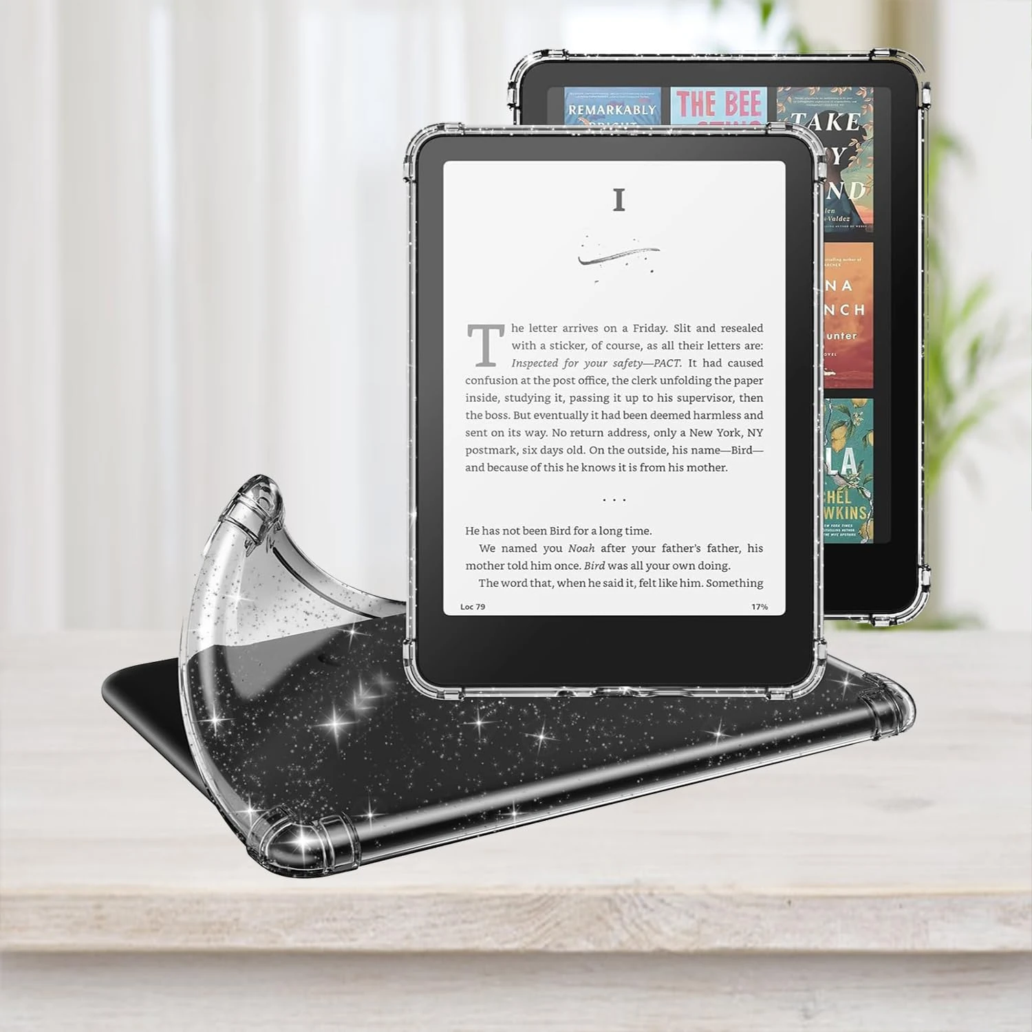 VOVIPO Clear Case Glitter for 7" Kindle Paperwhite/Paperwhite Signature Edition(12th Generation,2024), Ultra Soft Transparent TPU Skin Back Cover Reinforced Corners for Kindle Colorsoft,Glitter