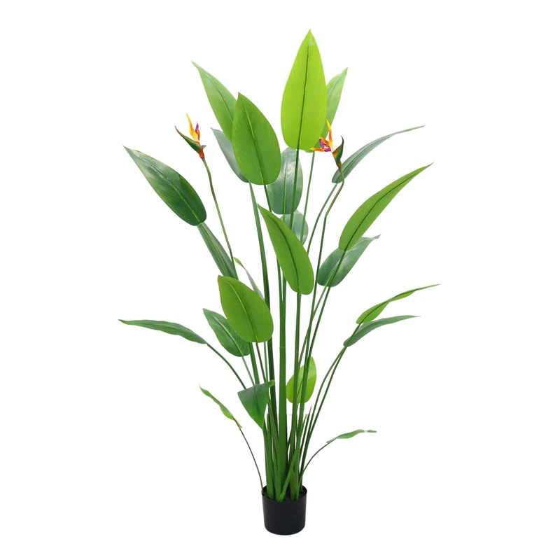 Zstar 160 cm Artificial Bird of Paradise Plant, Large Artificial Tropical Tree in Pot with False Birds and 23 Leaves, Large Artificial Plants in Pot for Living Room, Home, Office, Garden Decoration