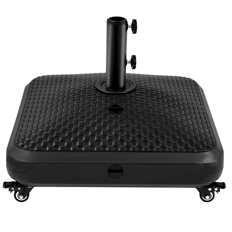 Yaheetech 56kg Resin Garden Parasol Base, Heavy Duty Umbrella Stand Holder with Wheels,Outdoor Round All Weather Patio Umbrella Stand for Deck Poolside Black-faux rattan - Image 1