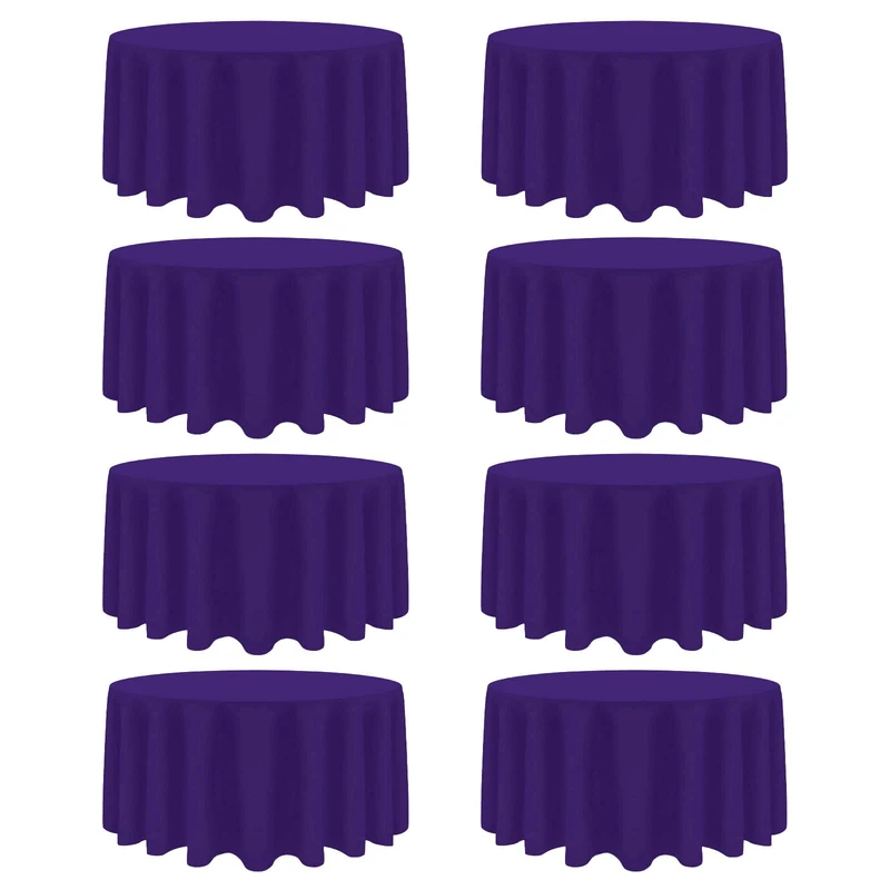 Heneger 8 Packs 90 Inch Purple Round Tablecloth