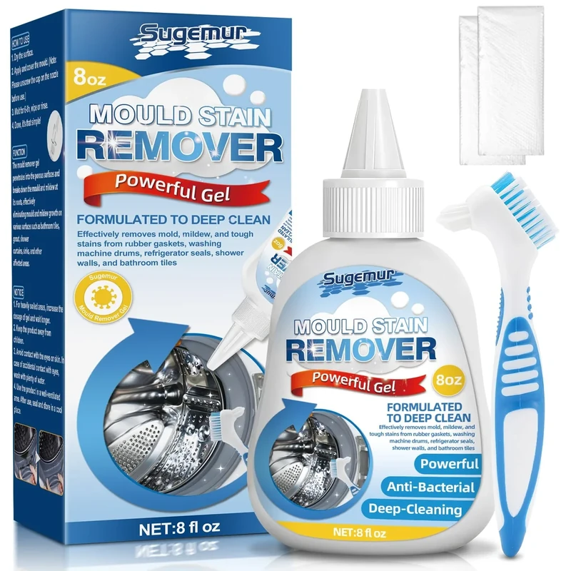 Sugemur Mould Remover, Large Capacity Mould Gel for Washing Machine Seals, Bathroom Grout, Shower, Caulk & Rubber Gaskets – Mould Remover Extreme Gel UK 8 Fl Oz