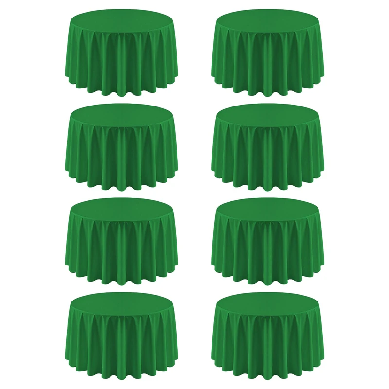 RestfulGlow 8 Pack Green Round Tablecloth 90 Inch