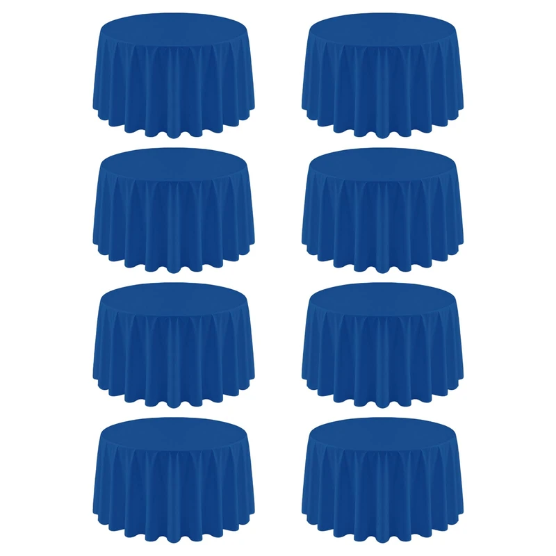 RestfulGlow 8 Pack Royal Blue Round Tablecloth 90 Inch