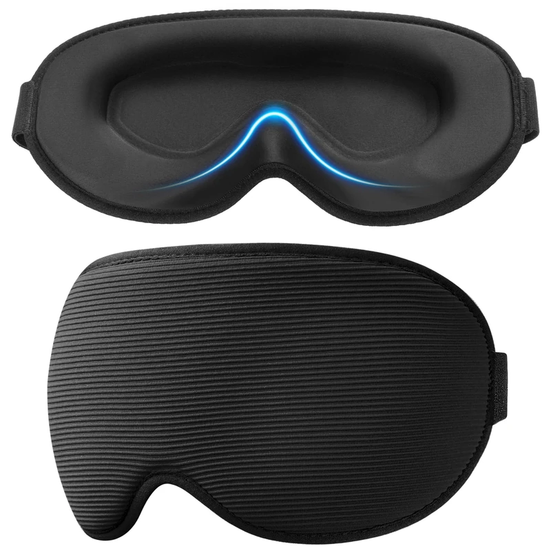 Gritin 100% Blackout Sleep Mask for Women & Men-Zero Eye Pressure Eye Mask for Sleeping, 3D Cutout Eye Movement, Ultra Soft & Comfortable Blindfold for Sleep/Travel Essentials-EarPlugs Included