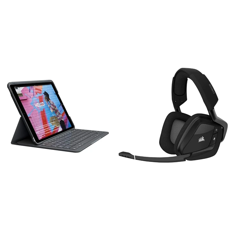 Logitech Slim Folio for & CORSAIR VOID RGB ELITE Wireless Gaming