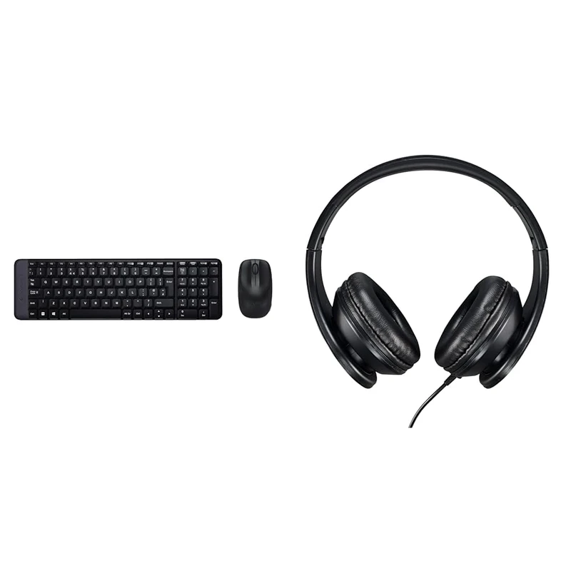 Logitech MK220 Compact Wireless & Acer Headset AHW115 - (integrated mic,