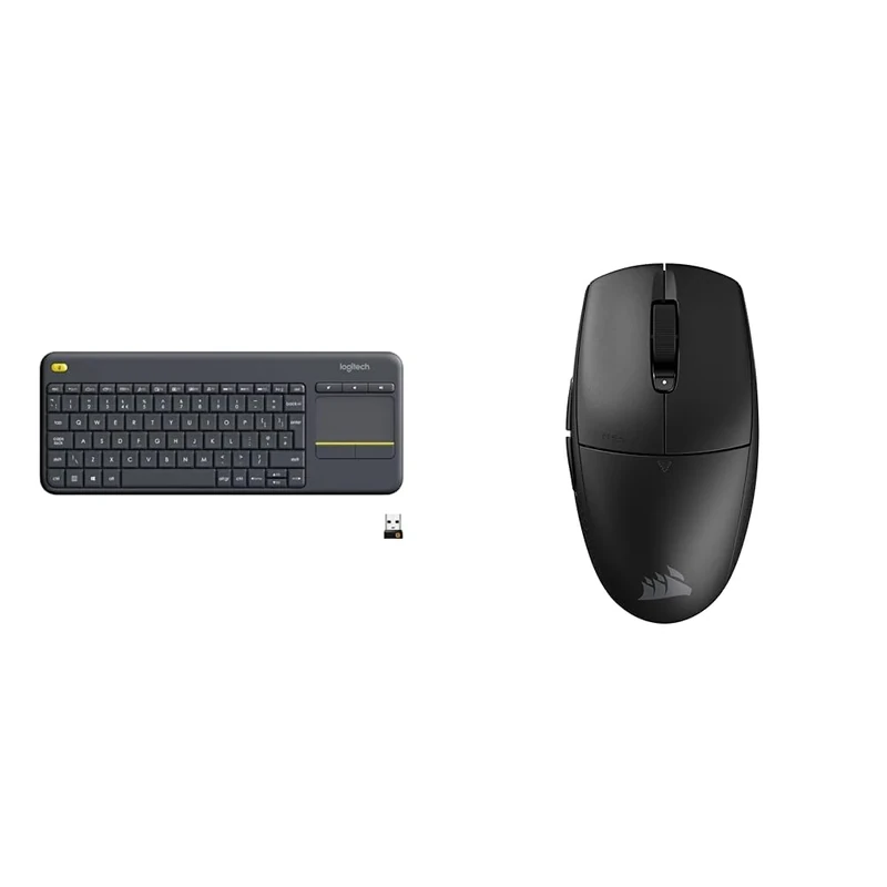 Logitech K400 Plus Wireless & Corsair M55 WIRELESS Lightweight FPS Gaming