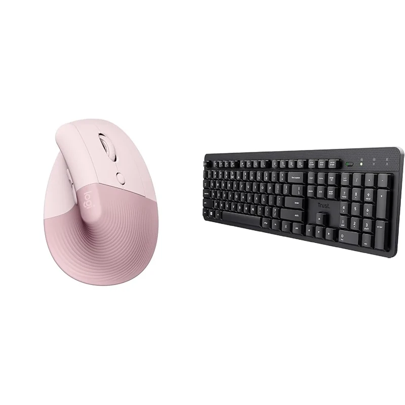 Logitech Lift Vertical Ergonomic & Trust Ody II Silent Wireless Keyboard,