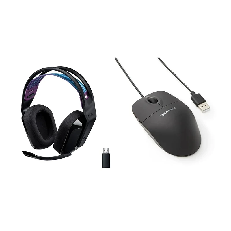 Logitech G G535 LIGHTSPEED & Amazon Basics Responsive and Precise 3-Button