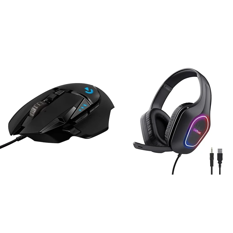 Logitech G G502 HERO & Trust Gaming GXT 419 Rayne Lightweight