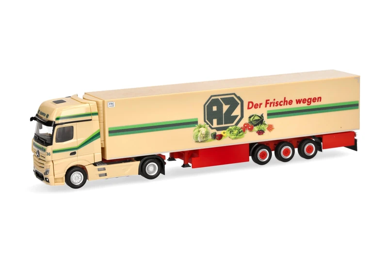 herpa Mercedes-Benz Actros L 18 Gigaspace AZ Kempen Refrigerated Tractor Truck, Miniature Scale 1:87, Collectable, Made in Germany, Plastic