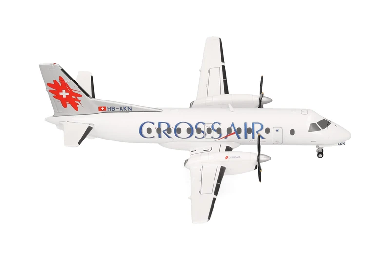 herpa Crossair Saab 340 (Last Colour Scheme) Miniature 1:200 Scale Collectible Model without Base Metal