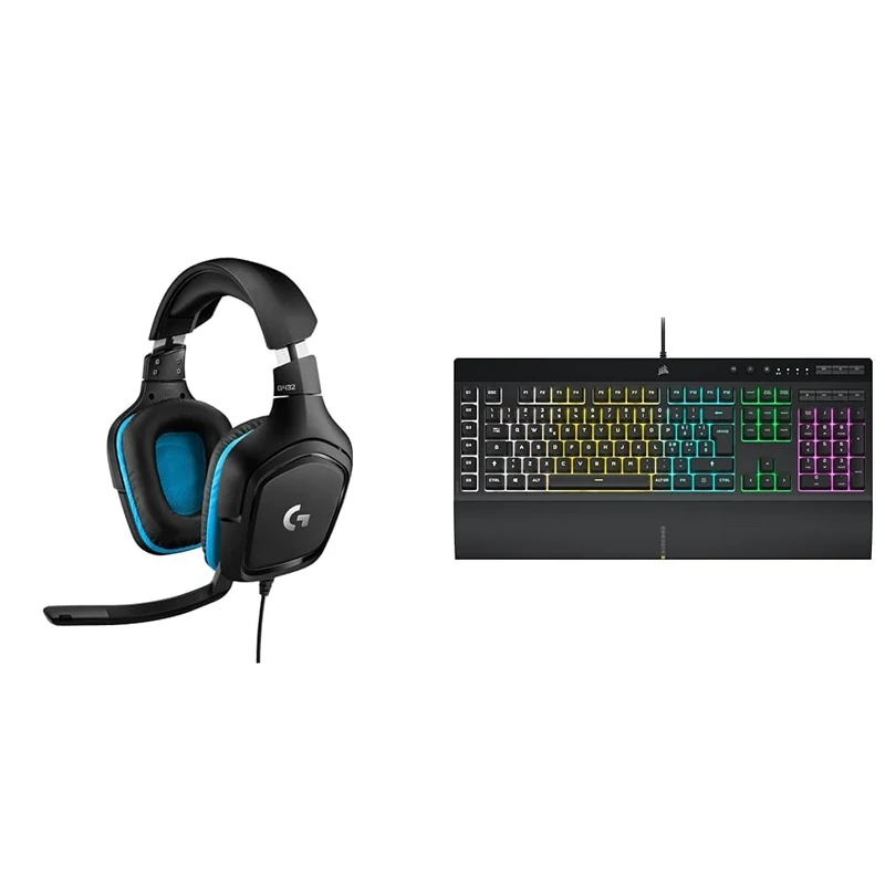 Logitech G432 Wired Gaming & Corsair K55 RGB PRO Wired Membrane