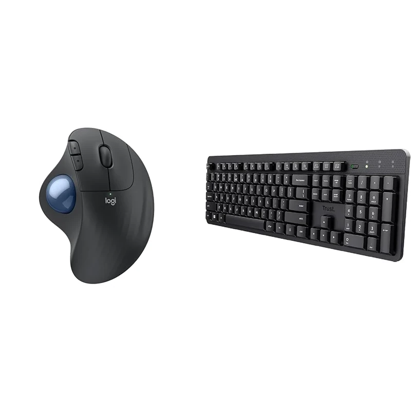 Logitech ERGO M575S Wireless & Trust Ody II Silent Wireless Keyboard,