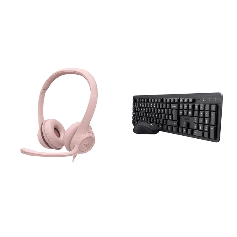Logitech H390 Wired Headset & Trust Ymo II Silent Wireless Keyboard - Image 1