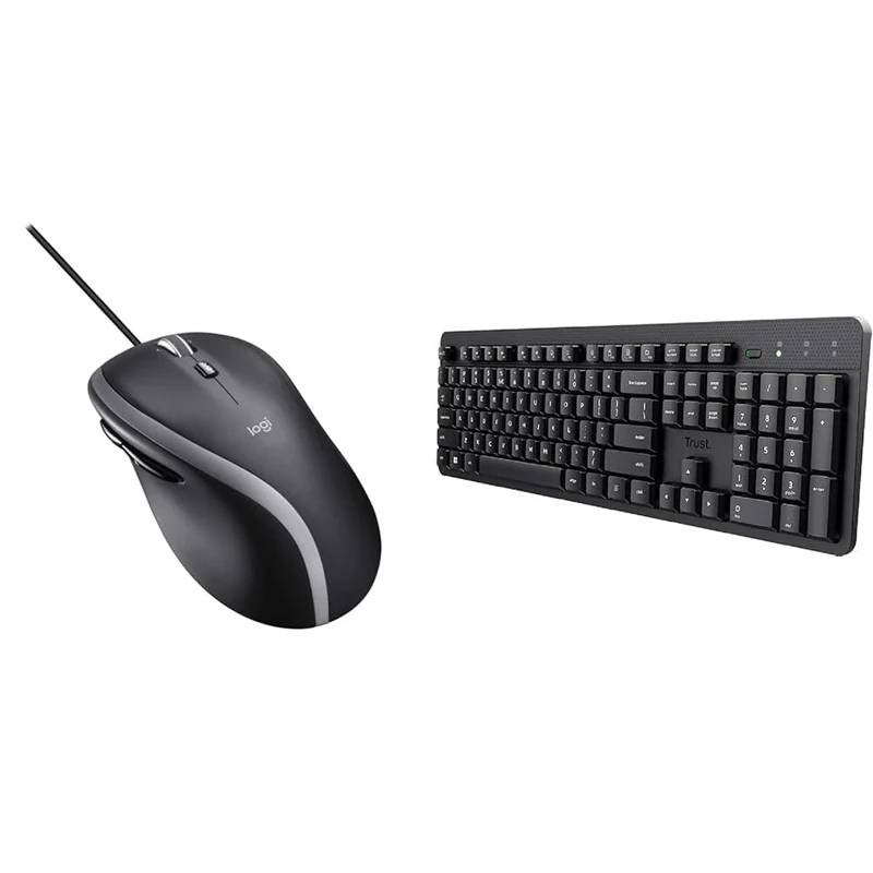Logitech M500 Wired USB & Trust Ody II Silent Wireless Keyboard,