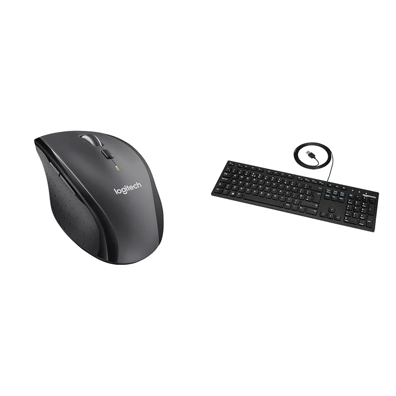 Logitech M705 Marathon Wireless & Amazon Basics Low-Profile Wired USB Keyboard