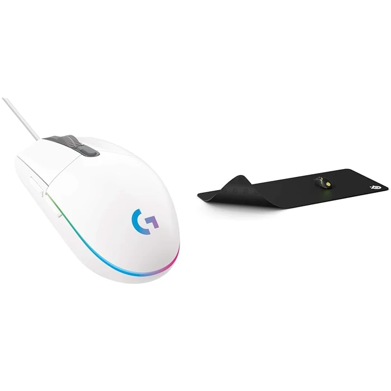 Logitech G203 LIGHTSYNC Gaming & SteelSeries QcK XXL - Gaming mousepad