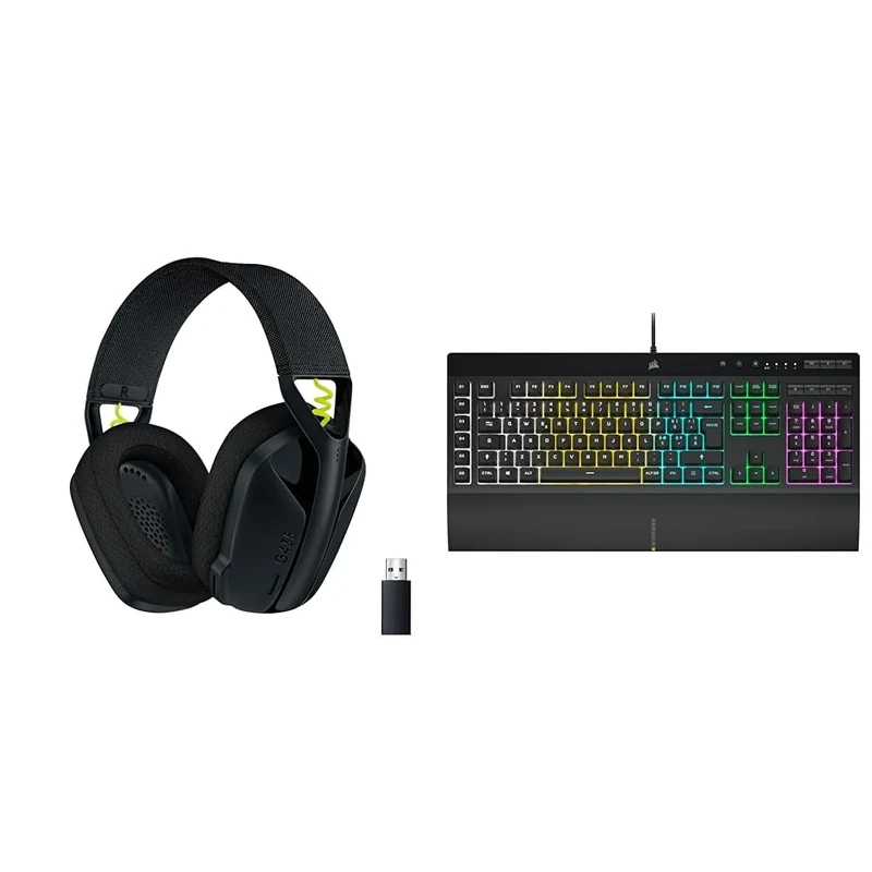 Logitech G435 LIGHTSPEED & & Corsair K55 RGB PRO Wired Membrane