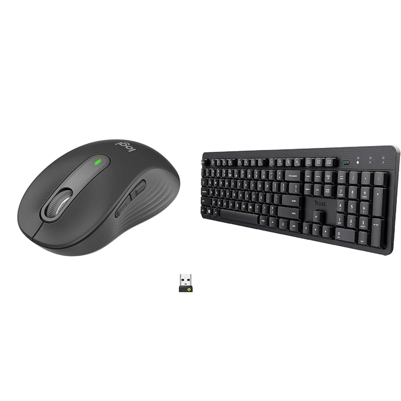 Logitech Signature M650 Wireless & Trust Ody II Silent Wireless Keyboard,
