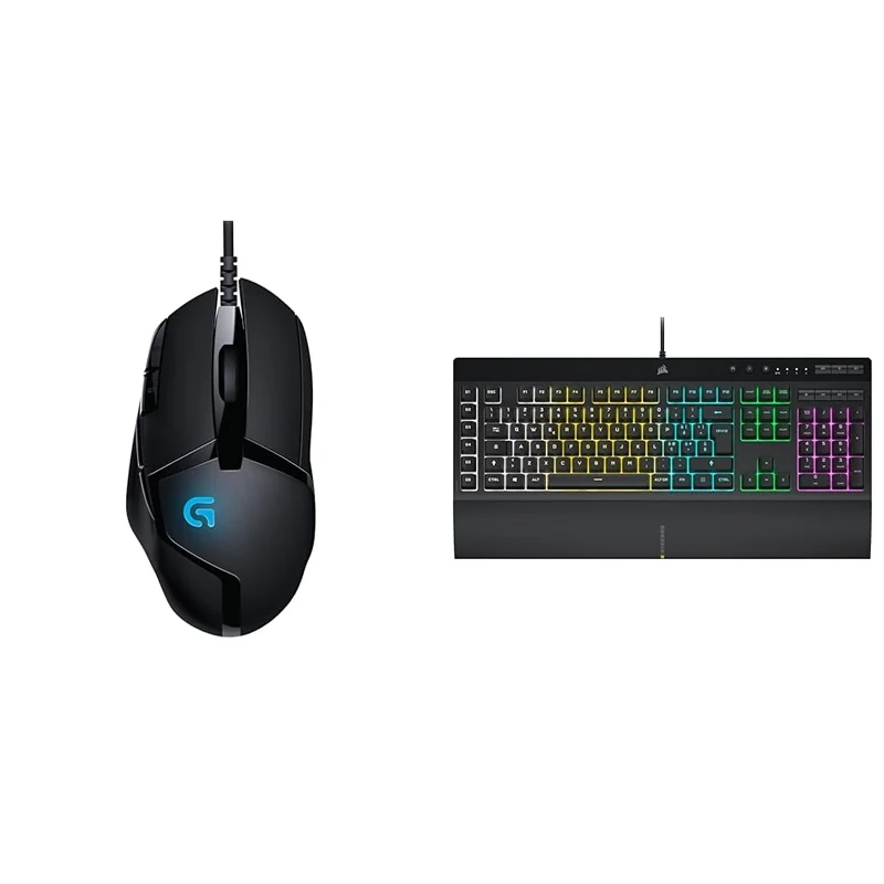 Logitech G402 Hyperion Fury & Corsair K55 RGB PRO Wired Membrane
