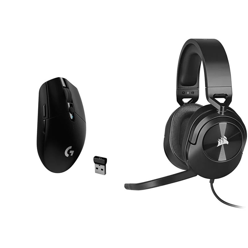 Logitech G305 LIGHTSPEED Wireless & CORSAIR HS55 SURROUND Lightweight Multiplatform Wired