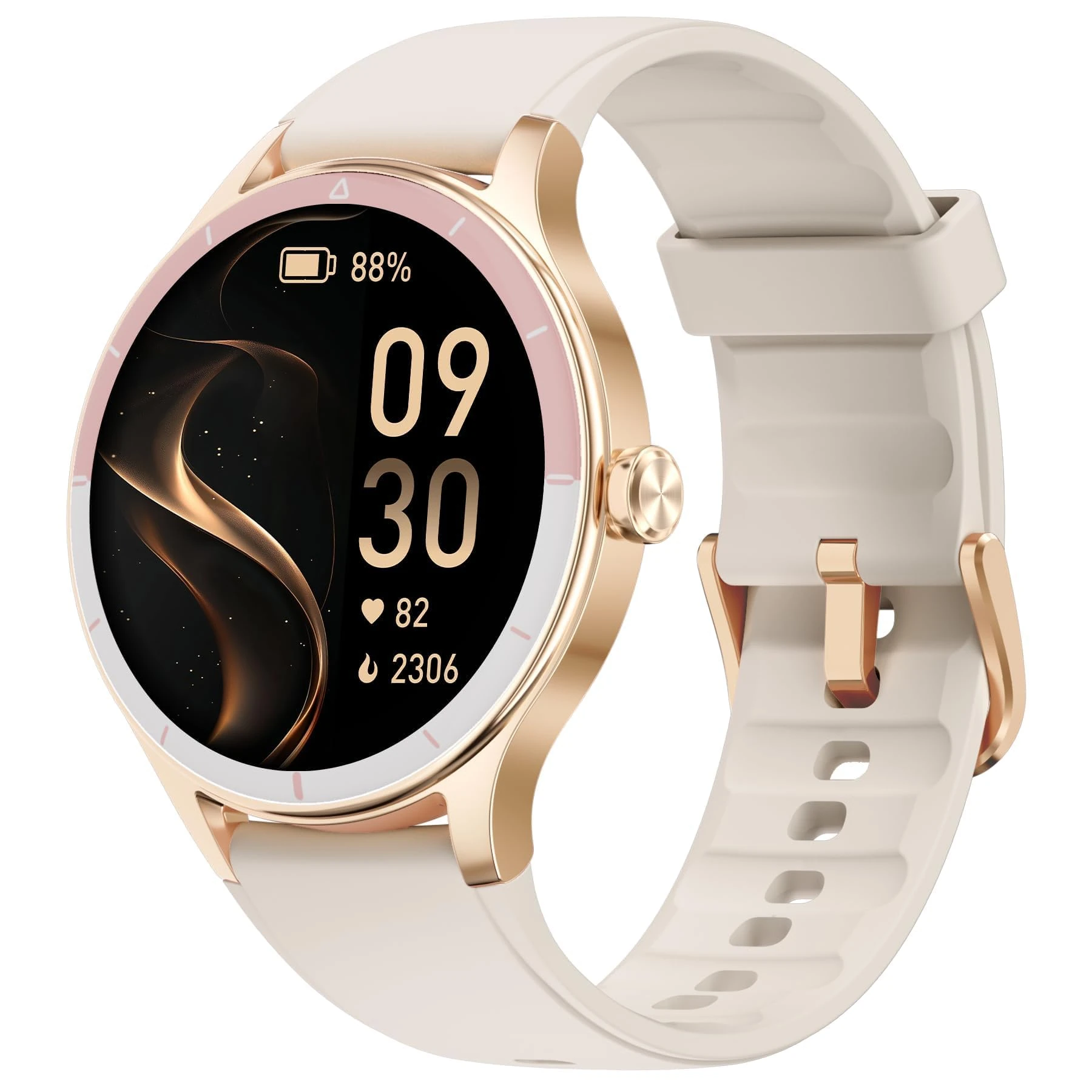 TOOBUR Smart Watch for Women, Smartwatch Compatible Android and iOS Phone, Answer/Make Calls, Fitness Tracker/Step Counter/Running Watch, Sleep/Heart Rate Monitor, IP68 Waterproof, Beige