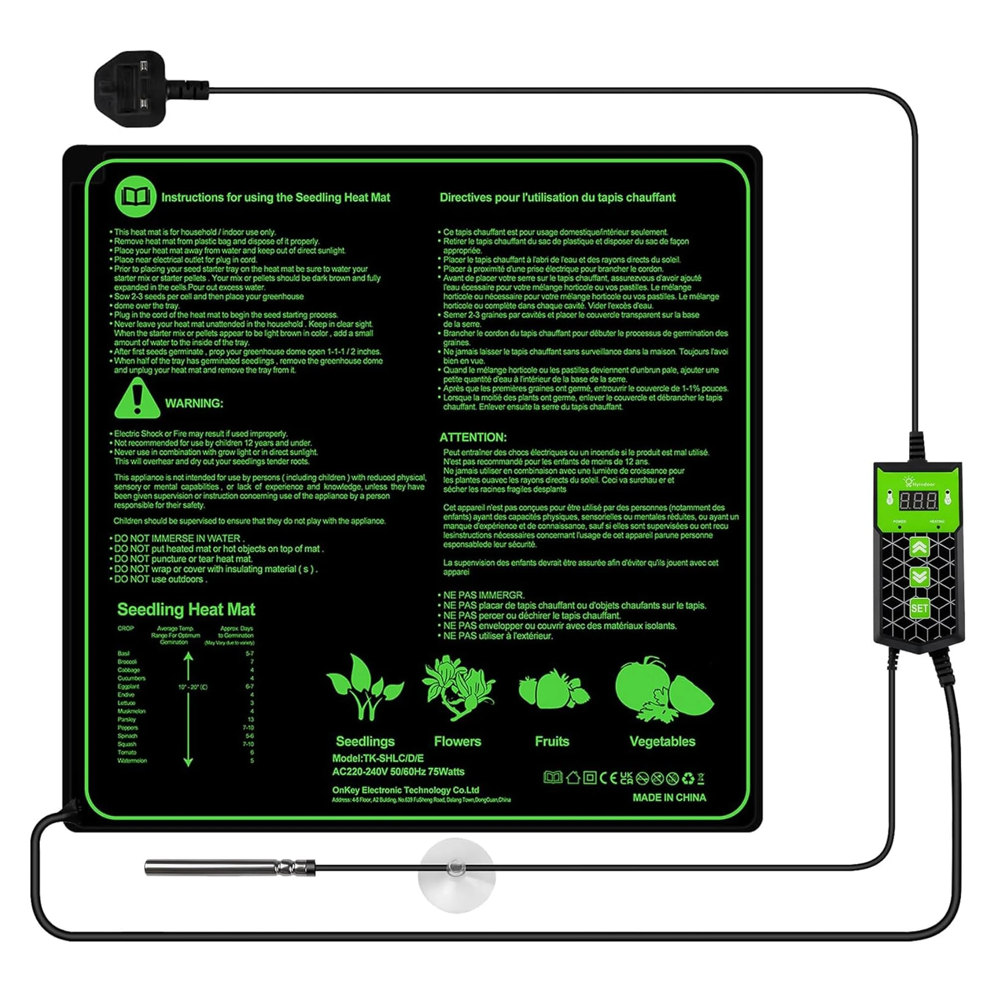 Hyindoor Heat Mat for Plants,Waterproof Seedling Heat Mats with Thermostat Germination Heated Propagator Warming Mat for Indoor Gardening Greenhouse