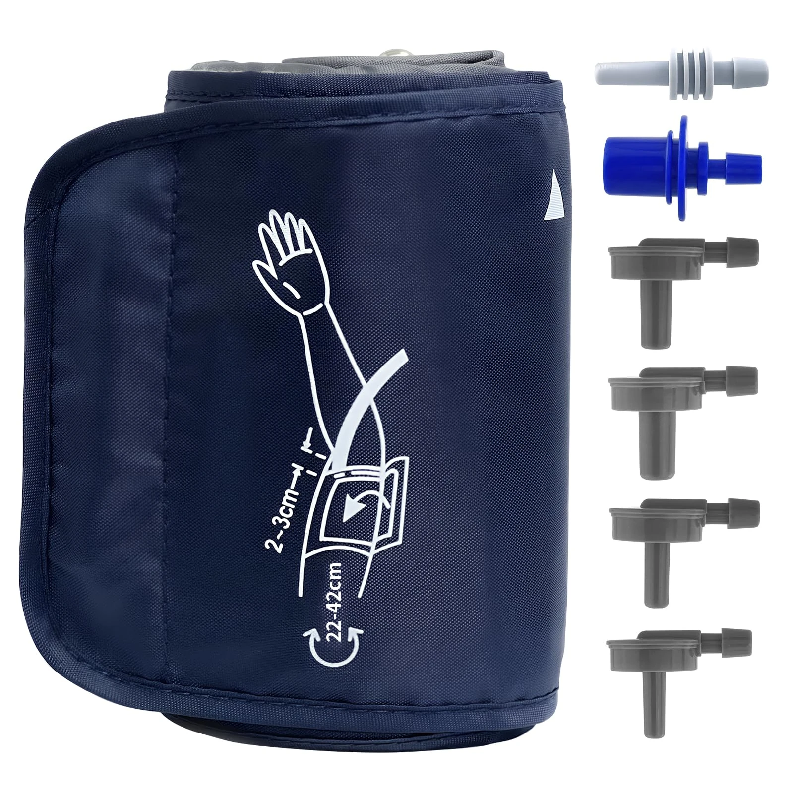 Medium Blood Pressure Cuff, 22-42CM Blood Pressure Monitors Cuff Adjustable Compatible with Other BP Monitors for Adult Senior with Medium Arms Women, 6 Connectors (BP Cuff Included Only)