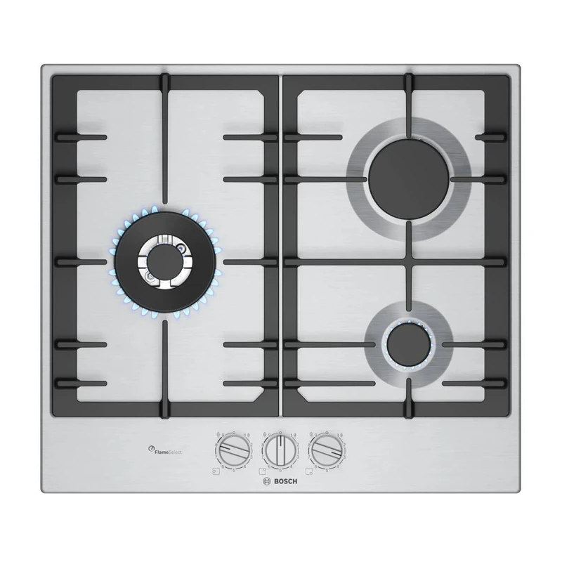 Bosch PCC6A5I90, Series 6, Gas Hob, 3 Burners, 60 cm, Stainless Steel
