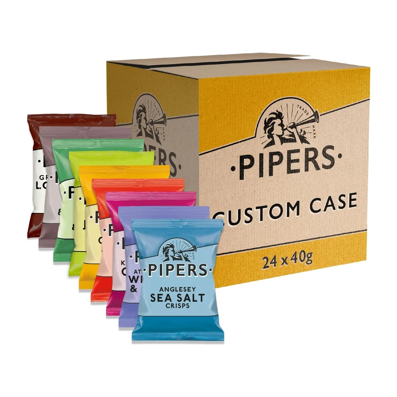 Pipers Crisps Custom 24x40g Pack Selection | Choose any 3 Flavours, Receive 8 Bags of Each Choice | 24 Bags Total