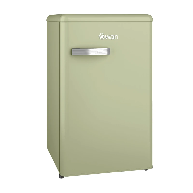 Swan SR11035GNE Retro Under Counter Fridge with 77L Fridge Capacity, 13L Freezer Capacity, 1 Glass Shelf, 3 Door Shelves, 1 Salad Drawer, E Energy Rated, Green